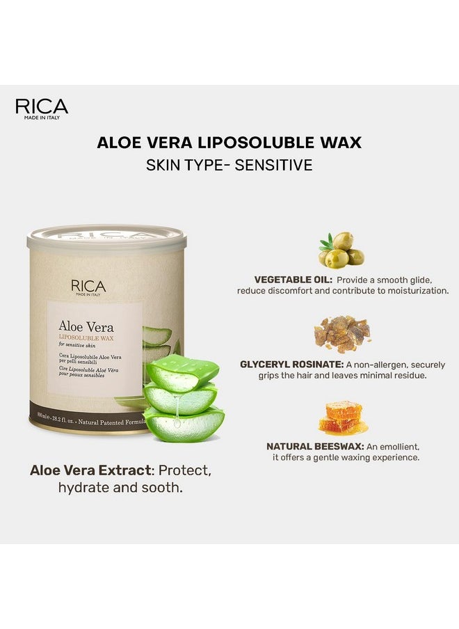 Rica - Aloe Vera Liposoluble Wax For Sensitive Skin Men & Women Hair Removal Cream For Arms, Chest, Legs, Back, And Full Body (800 Ml) - Image 1