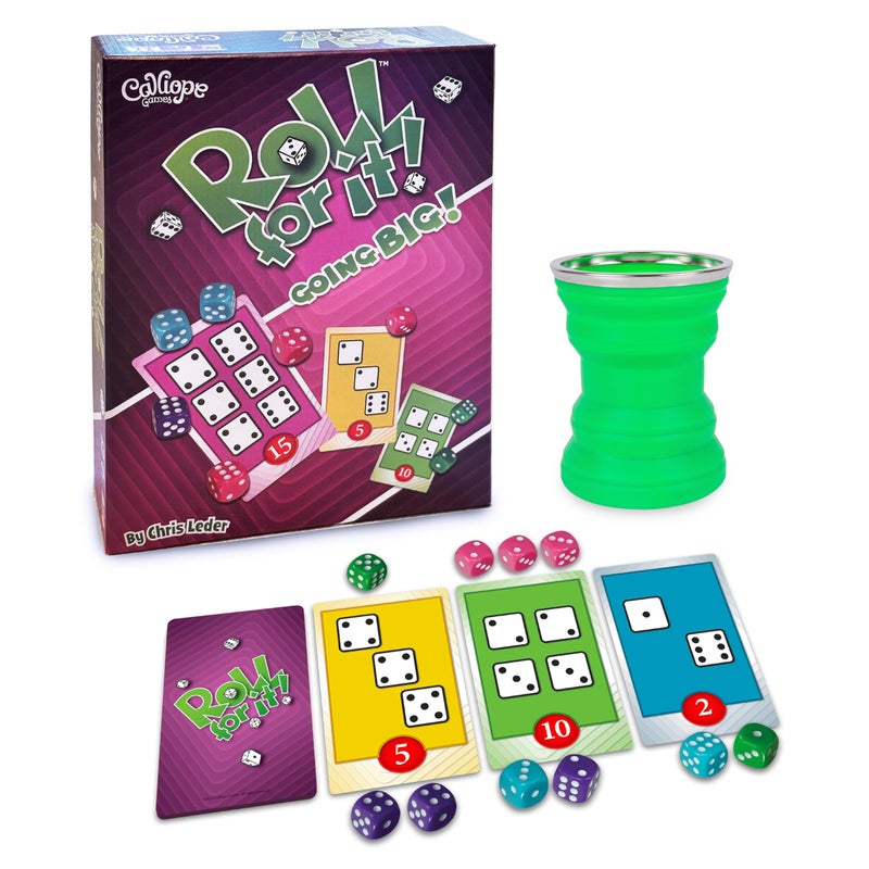 Calliope Games Roll for It Going Big FastPlaying Family Dice Game with Big Oversized Cards and Dice Retirement Party Games Fun Family Games for Travel Parties and Game Night Purple Edition - Image 3