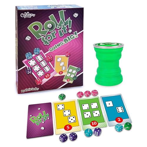 Calliope Games Roll for It Going Big FastPlaying Family Dice Game with Big Oversized Cards and Dice Retirement Party Games Fun Family Games for Travel Parties and Game Night Purple Edition - Image 1
