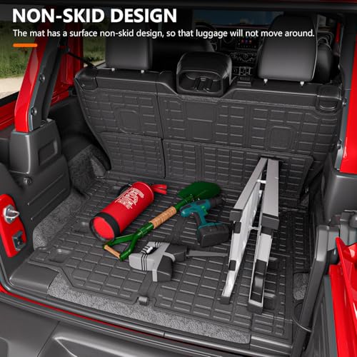 powoq Cargo Mat Compatible with 2018-2024 Jeep Wrangler JL Unlimited 4 Door Backrest Mat Trunk Mat TPE Replacement for 18-24 Jeep Wrangler JL 4X4 Accessories (Fit 18-24 JL 4X4,Trunk Mat+Backrest Mat) - Image 4