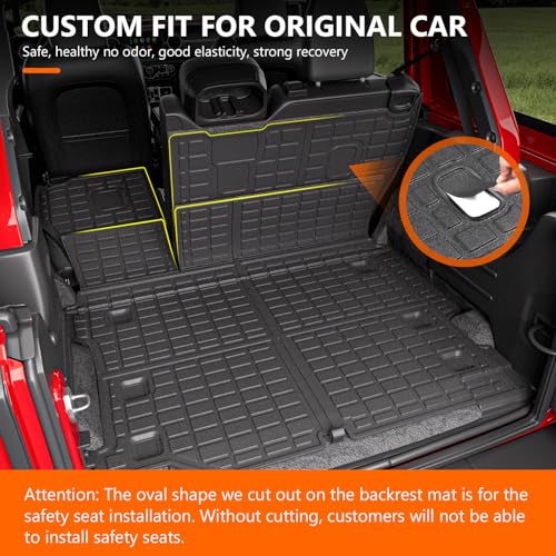powoq Cargo Mat Compatible with 2018-2024 Jeep Wrangler JL Unlimited 4 Door Backrest Mat Trunk Mat TPE Replacement for 18-24 Jeep Wrangler JL 4X4 Accessories (Fit 18-24 JL 4X4,Trunk Mat+Backrest Mat) - Image 2