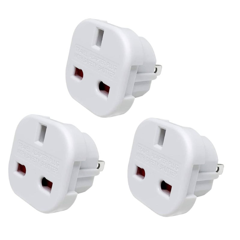 MANGO Travel Adaptor Plug UK to US with Safety Shutter and Rotatable Pins Suitable for People from UKEUUAEKSAHKSingapore Travelling in USJPCanadaAu3Pcs