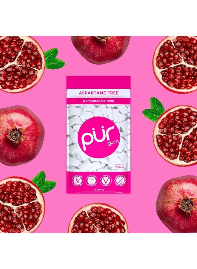 PUR Gum | Aspartame Free Chewing Gum | 100% Xylitol | Natural Pomegranate Mint Flavored Gum, 55 Pieces (Pack of 1) - Image 3