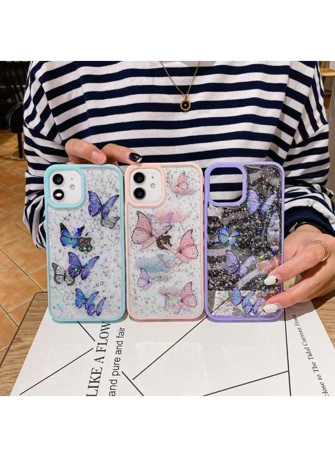 اس-توب جراب لهاتف iPhone 16 Pro مصنوع من مادة TPU الإيبوكسي اللامعة بلون الفراشة الملونة - Image 3