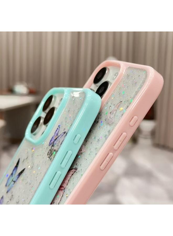 اس-توب جراب لهاتف iPhone 16 Pro مصنوع من مادة TPU الإيبوكسي اللامعة بلون الفراشة الملونة - Image 5