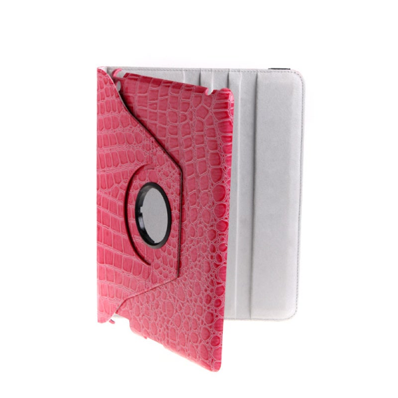 360 Rotating Magnetic Case: Red PU Crocodile Embossed Leather - 360-Degree Swivel Stand for iPad 2 3, Elegant Upscale Appearance With Soft Interior Lining, Protective Tablet Cover for Portrait And Lan - Image 3