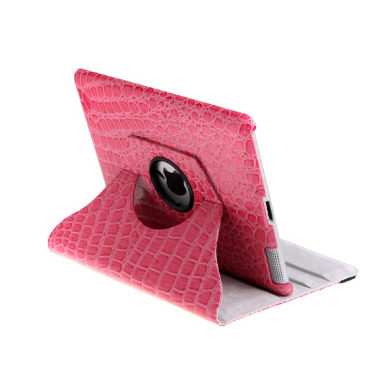 360 Rotating Magnetic Case: Red PU Crocodile Embossed Leather - 360-Degree Swivel Stand for iPad 2 3, Elegant Upscale Appearance With Soft Interior Lining, Protective Tablet Cover for Portrait And Lan - Image 4