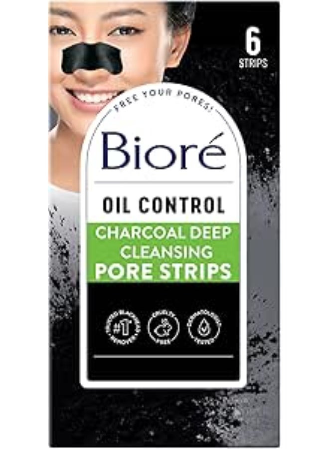 Biore Deep Cleansing Charcoal Pore Strips for Unisex - 6 Pieces - Image 1