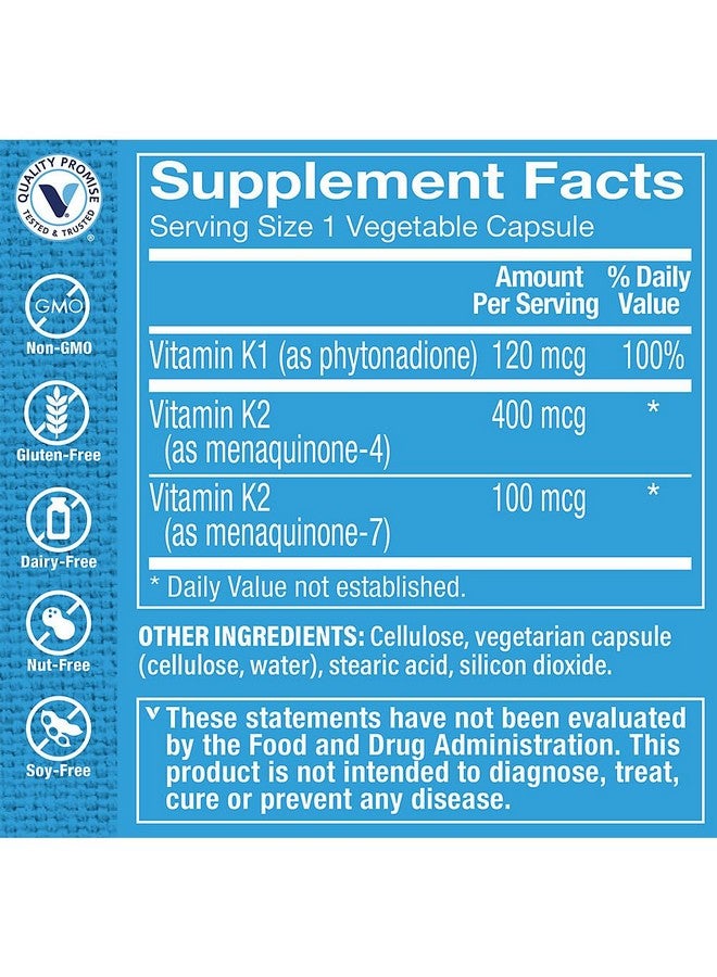 The Vitamin Shoppe Vitamin K Complex - Bone & Cardiovascular Health (180 Vegetable Capsules) - Image 3