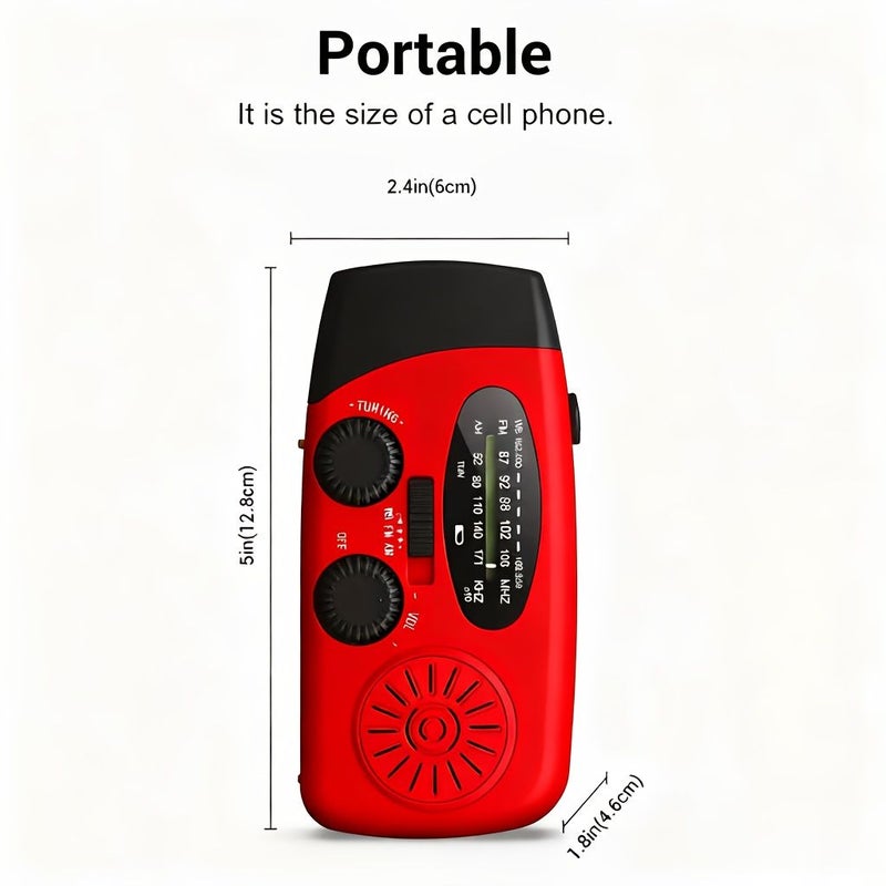 Yellow Solar Emergency Hand Crank Weather Radio Portable Self Powered NOAA AM FM Radios With LED Flashlight 2000 Mah Smart Phone USB Charger For Camping - Image 4