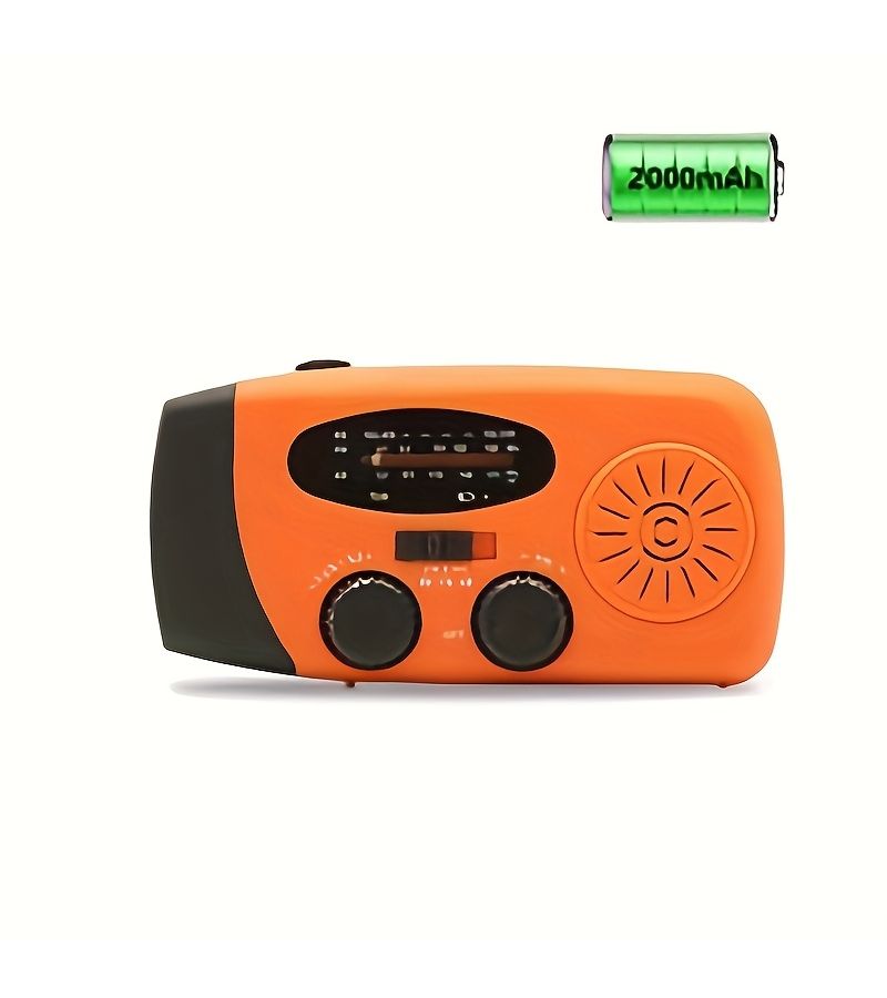 Yellow Solar Emergency Hand Crank Weather Radio Portable Self Powered NOAA AM FM Radios With LED Flashlight 2000 Mah Smart Phone USB Charger For Camping - Image 5