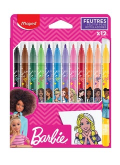 Maped 12-Piece Felt Tip Colouring Pens Barbie Design Multicolour  - Image 1