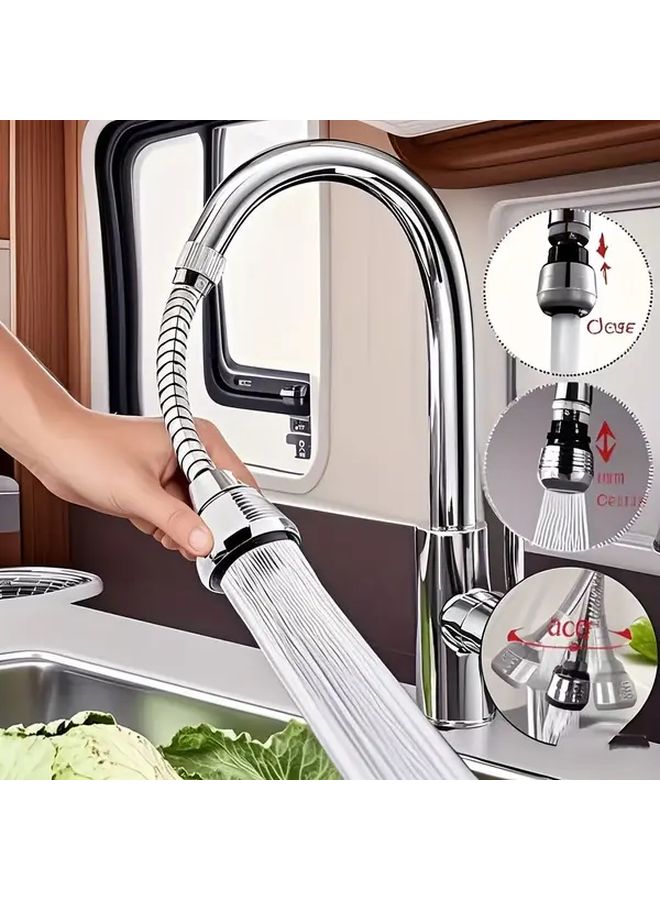 Silvery 360 Rotating Kitchen Faucet Sprayer With Water Saving Flexible Hose - Image 2