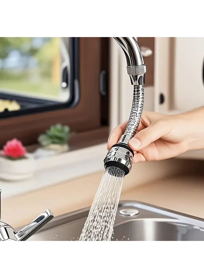 Silvery 360 Rotating Kitchen Faucet Sprayer With Water Saving Flexible Hose - Image 4