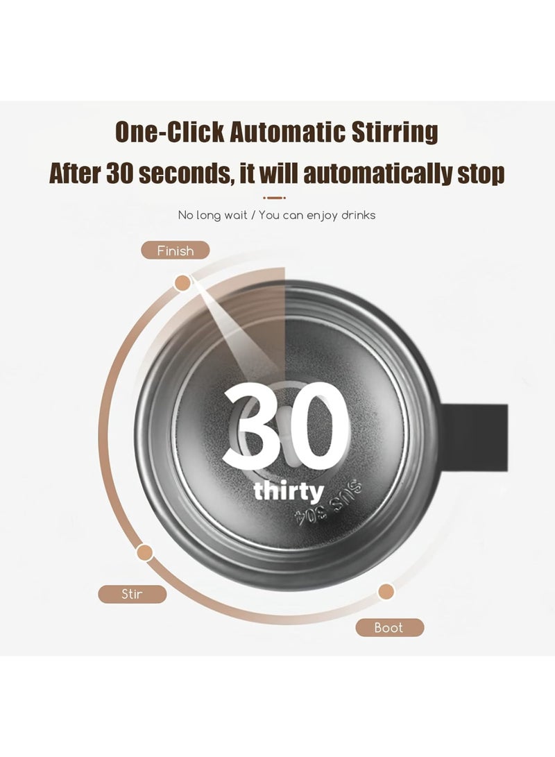 Barakah كوب تحريك ذاتي، كوب قهوة تلقائي قابل لإعادة الشحن مع محرك مغناطيسي وغطاء مقاوم للتسرب، خلط سهل للقهوة والحليب والكاكاو في المنزل أو المكتب أو السفر 13 أونصة، أسود - Image 3
