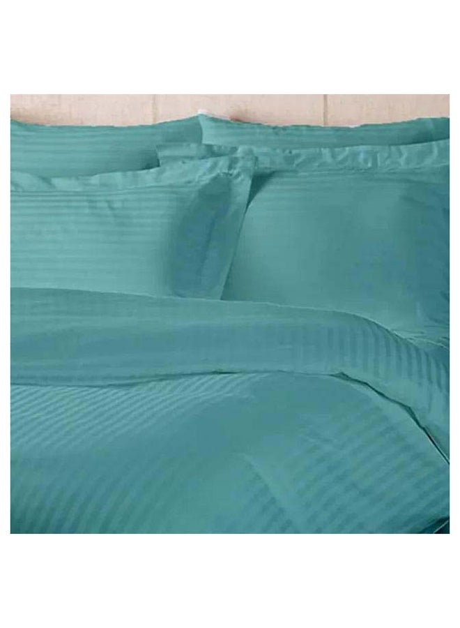 HOTEL COLLECTION Stripe King Teal Blue Duvet Cover set with 2 Pillow Case 240x260 cm - Image 1