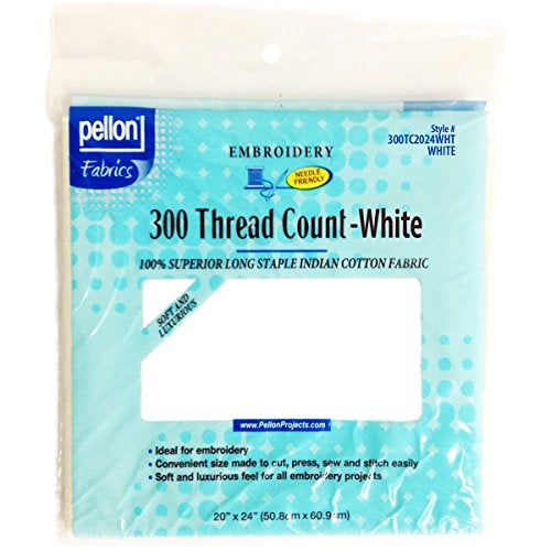 Pellon 300 Thread Count Cotton Fabric for Embroidery, White 20"X24" - Image 1
