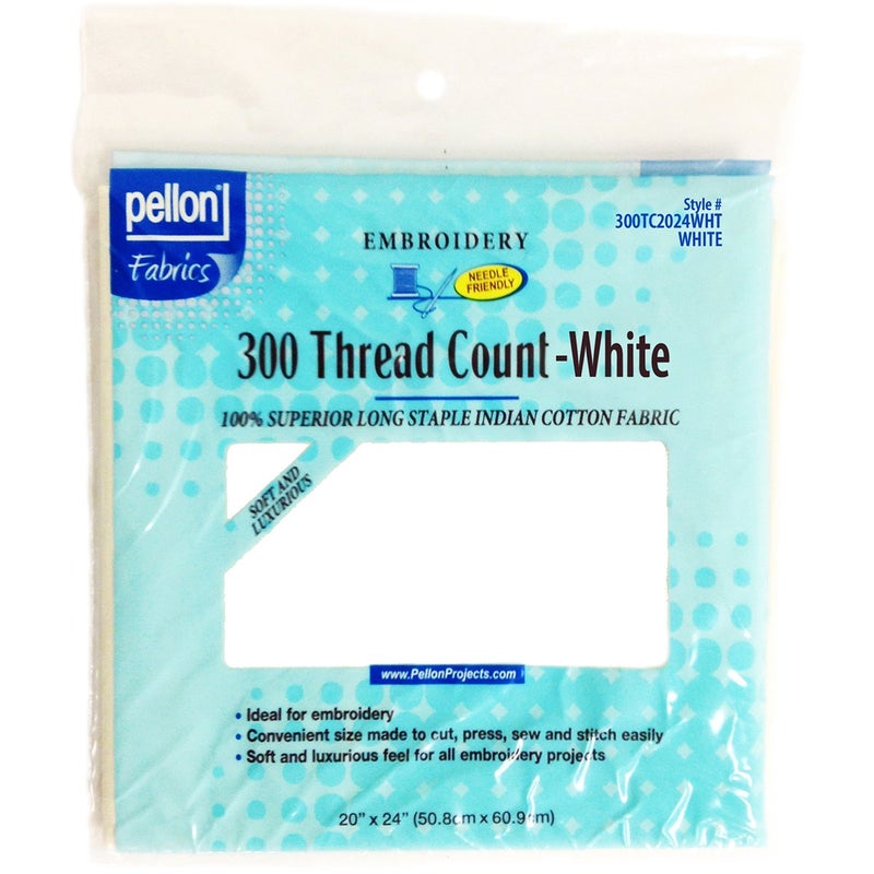 Pellon 300 Thread Count Cotton Fabric for Embroidery, White 20"X24" - Image 2