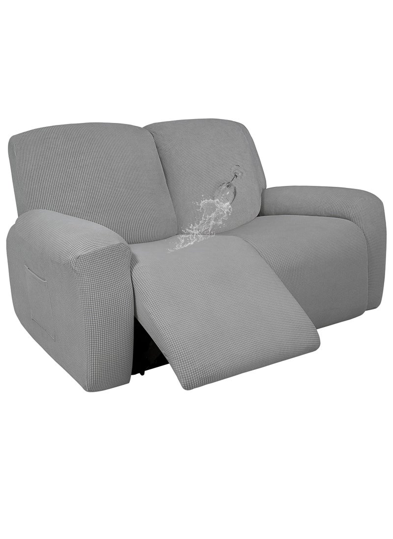 Easy-Going EasyGoing 100 Dual Waterproof Recliner Loveseat Cover 6Pieces Stretch Relining Sofa Cover with Pocket Jacquard 2 Seat Sofa Slipcover Leakproof Washable Loveseat Light Gray 