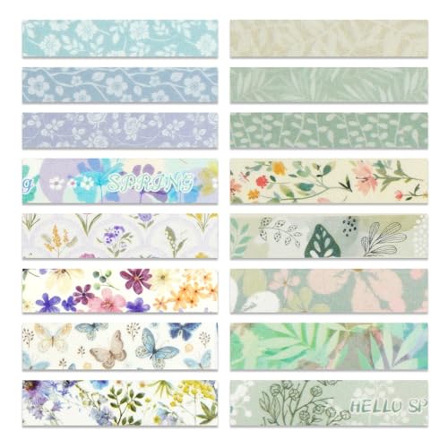 Zellykool Floral Washi Tape Set 16 Rolls, Flower Spring Decorative Paper Sticker for Planner Scrapbook Journal DIY Arts Craft - Image 2