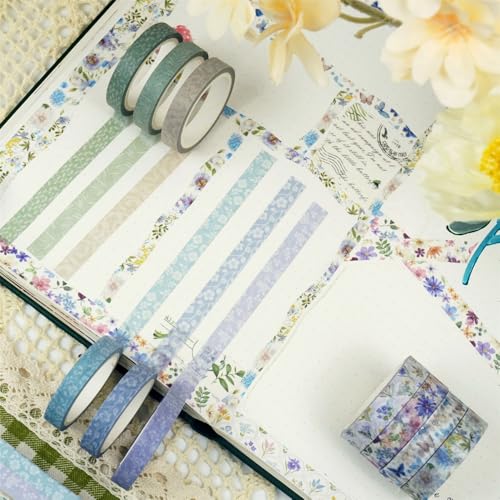 Zellykool Floral Washi Tape Set 16 Rolls, Flower Spring Decorative Paper Sticker for Planner Scrapbook Journal DIY Arts Craft - Image 4