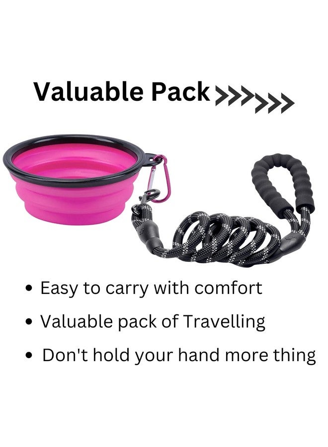 Pet Travel Combo For Medium To Large Dogs | Snug Dog Leash, Poop Bag+1Dispenser & Collapsible Foldable Bowl (650Ml) (Colour May Vary) (Combo Of 3) - Image 4