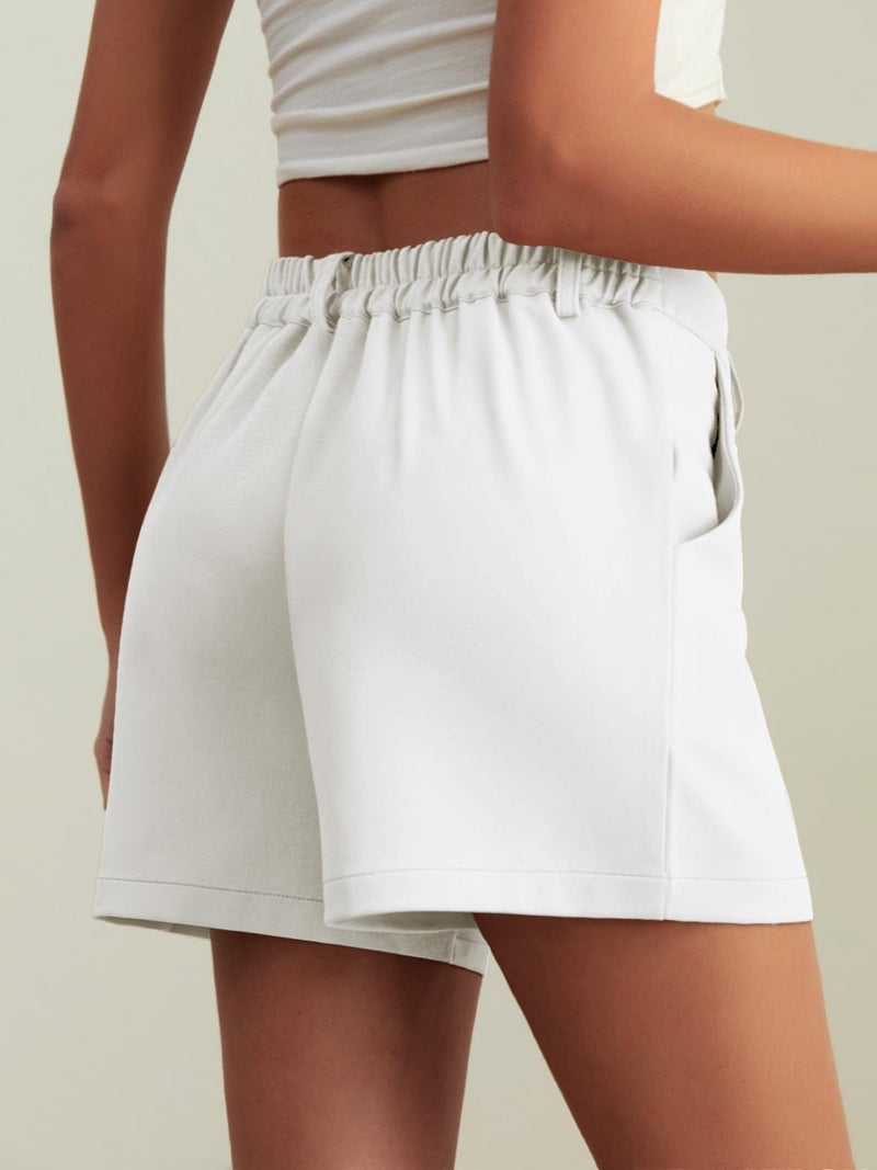 Feiersi Womens Dressy Shorts Casual High Waisted Wide Leg Tailored Shorts Trendy Work Trouser Shorts(White,XX-Large) - Image 3