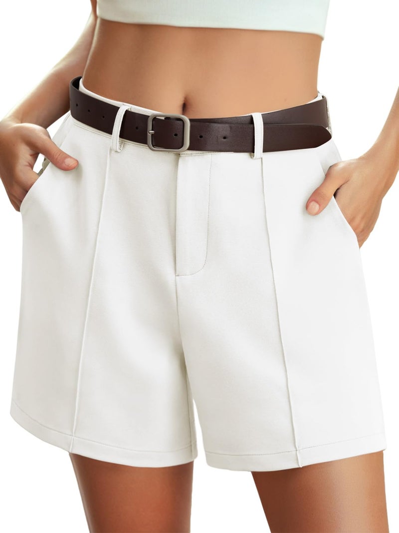 Feiersi Womens Dressy Shorts Casual High Waisted Wide Leg Tailored Shorts Trendy Work Trouser Shorts(White,XX-Large) - Image 1