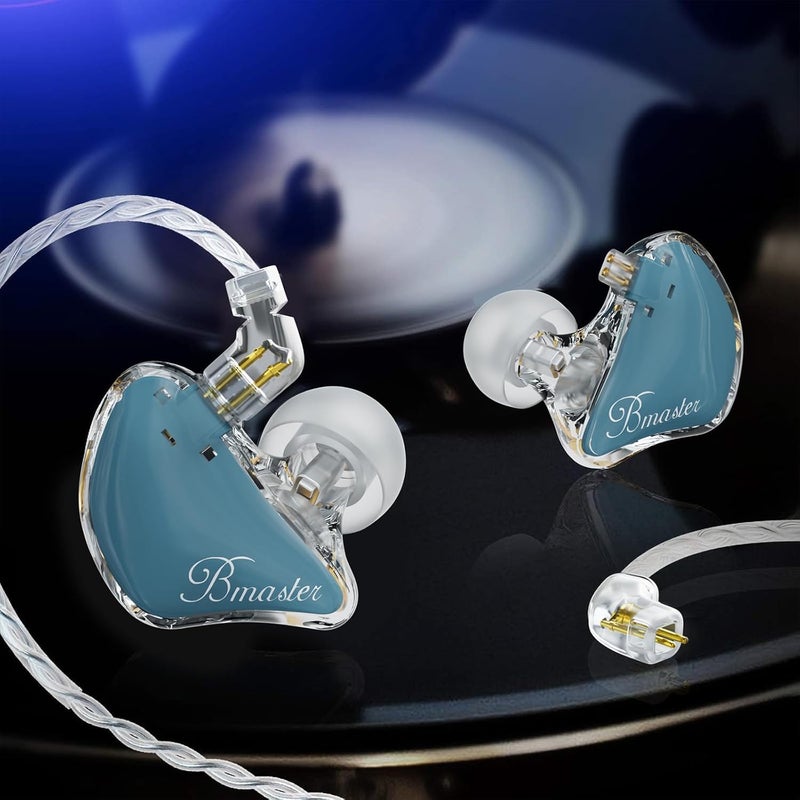 BASN Bmaster Triple Drivers in Ear Monitor Headphones, Professional Audio IEMs for Musicians Singers Drummers, with Two 2Pin Connector Cables and Protective Case (Blue) - Image 4