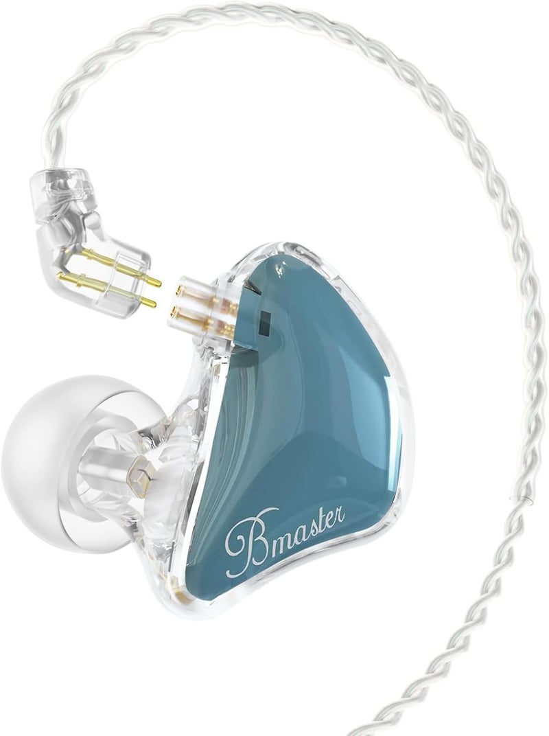 BASN Bmaster Triple Drivers in Ear Monitor Headphones, Professional Audio IEMs for Musicians Singers Drummers, with Two 2Pin Connector Cables and Protective Case (Blue) - Image 1