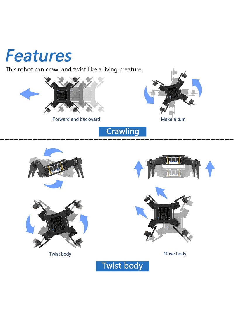 FREENOVE FREENOVE Quadruped Robot Kit with Remote (Compatible with Arduino IDE), App Remote Control, Walking Crawling Twisting Servo STEM Project  - Image 3