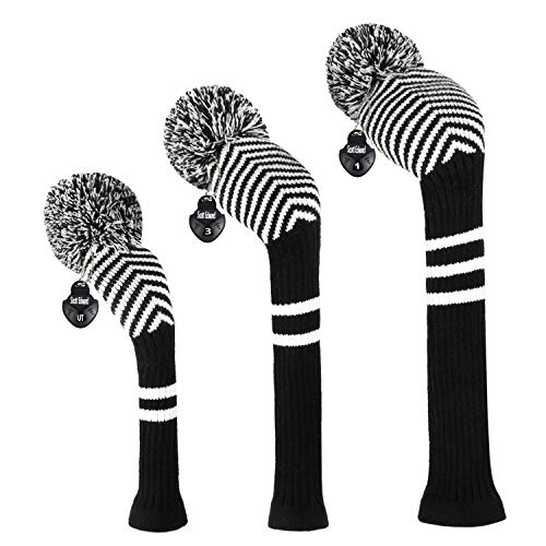 Scott Edward Knit Wood Golf Covers Set of 3 Cutest Pom Pom Fit Over Well Driver Wood(460cc) Fairway Wood and Hybrid(UT) The Perfect Change for Golf Bag - Image 1