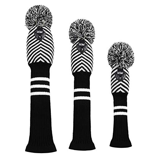 Scott Edward Knit Wood Golf Covers Set of 3 Cutest Pom Pom Fit Over Well Driver Wood(460cc) Fairway Wood and Hybrid(UT) The Perfect Change for Golf Bag - Image 2