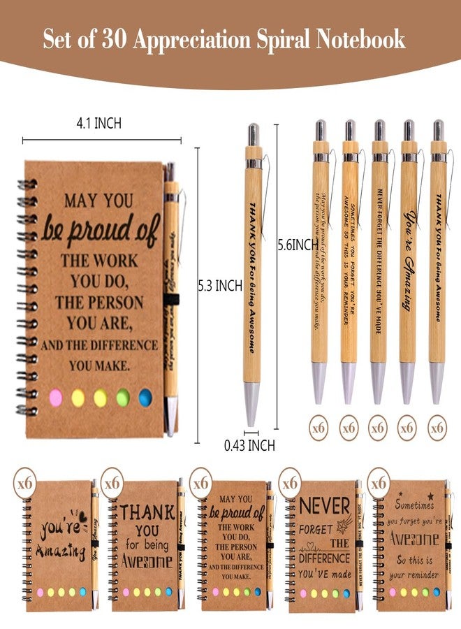 BHHQHH 30 Sets Employee Appreciation Gifts Bulk Inspirational Spiral Notebook with Sticky Note and Motivational Bamboo Pens Thank You Gifts for Employees Coworkers,Teachers,Nurse,Office Staff,Team,Volunteer - Image 2