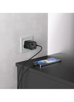porodo GaN Dual-Port USB-A & Type-C Quick Charger UK PD 45W Fast Charging with Simultaneous Charging & Built-In Safeguards - Black  - Image 2