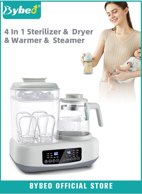 4-In-1 Multifunctional Baby Bottle Sterilizer, Dryer, Warmer And Steamer, 72H Keep Warm With Smart Temperature Control, Auto Shut-Off, BPA Free
