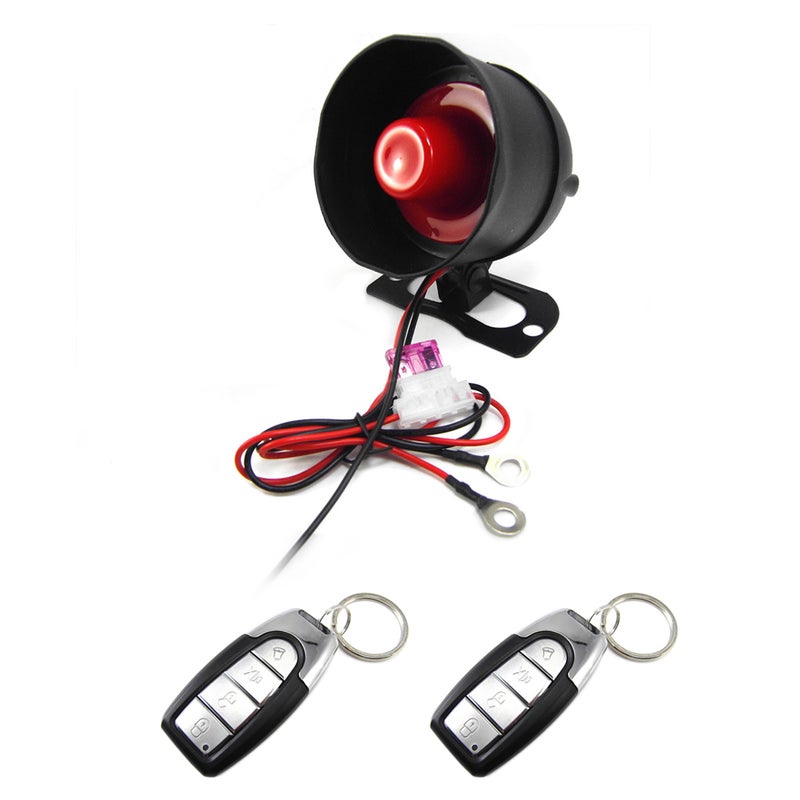 12 V Practical Anti-theft Vibrations Alarm One Way Vehicle Burglar Alarm Securitys Protections Sensitivity Adjustable Universal Car Anti-theft Device Set with 2 Remote Controls - Image 1