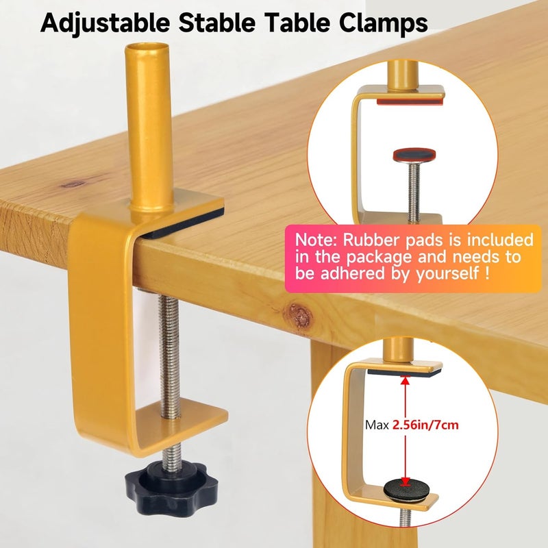 JEBUTU حامل قضيب فوق الطاولة مع مشابك قابل للتعديل بطول 47"-98" وارتفاع 30"-43"، قوس طاولة ذهبي للتعليق للزينة وعرض الزهور لحفلات الزفاف وأعياد الميلاد وهالوين وعيد الميلاد - Image 3