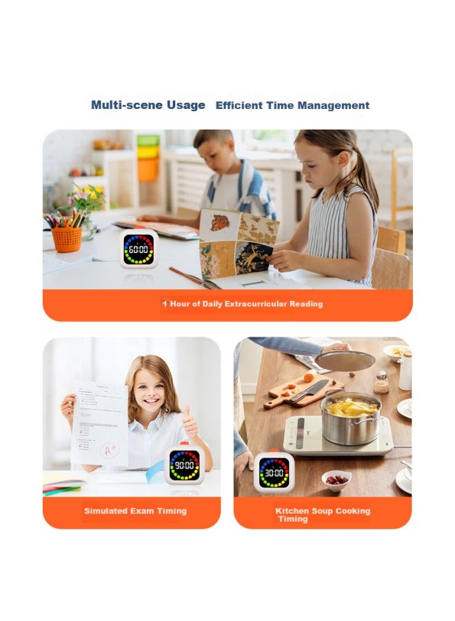 Compas Timer Alarm Clock Time Management Visualizer For Children Students Homework Study Desktop Stopwatch Clock Gift S5091 White New Year Gift - Image 2