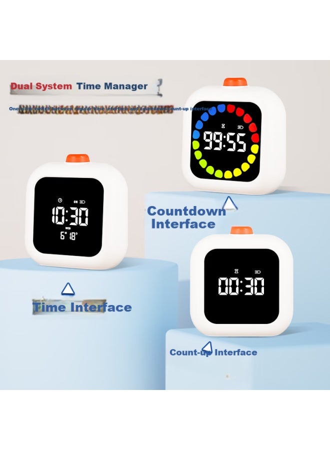 Compas Timer Alarm Clock Time Management Visualizer For Children Students Homework Study Desktop Stopwatch Clock Gift S5091 White New Year Gift - Image 1