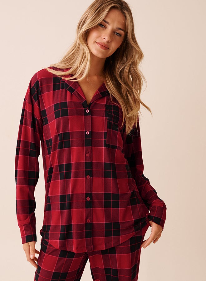 La Vie en Rose Buffalo Plaid Super Soft Button-down Shirt - Image 4