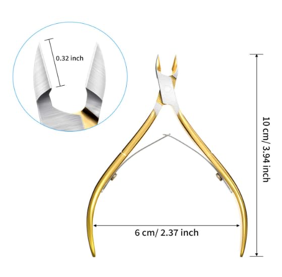 Generic Cuticle Nippers Cuticle Cutter Stainless Steel Professional Nail Cuticle Trimmer Pointed Blade Cuticle Remover Scissors Pedicure Manicure Tool for Fingernails and Toenails Gold  - Image 2