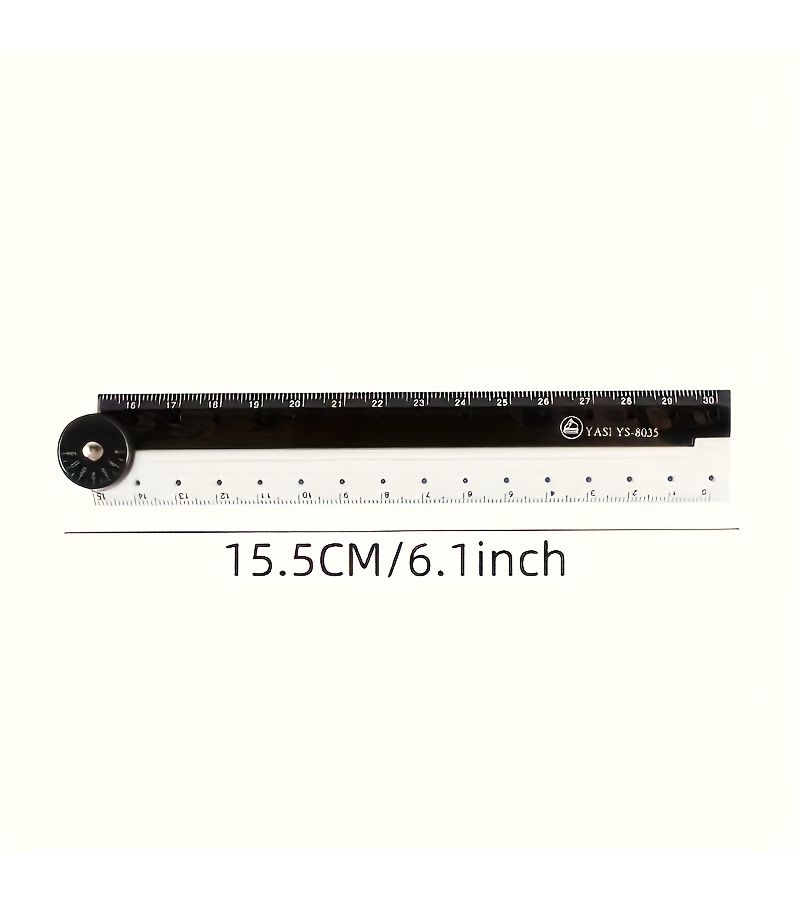 Compact 5.91 Inch Black And White Folding Ruler Doubled Sided Scale 180 Degree Portable - Image 3
