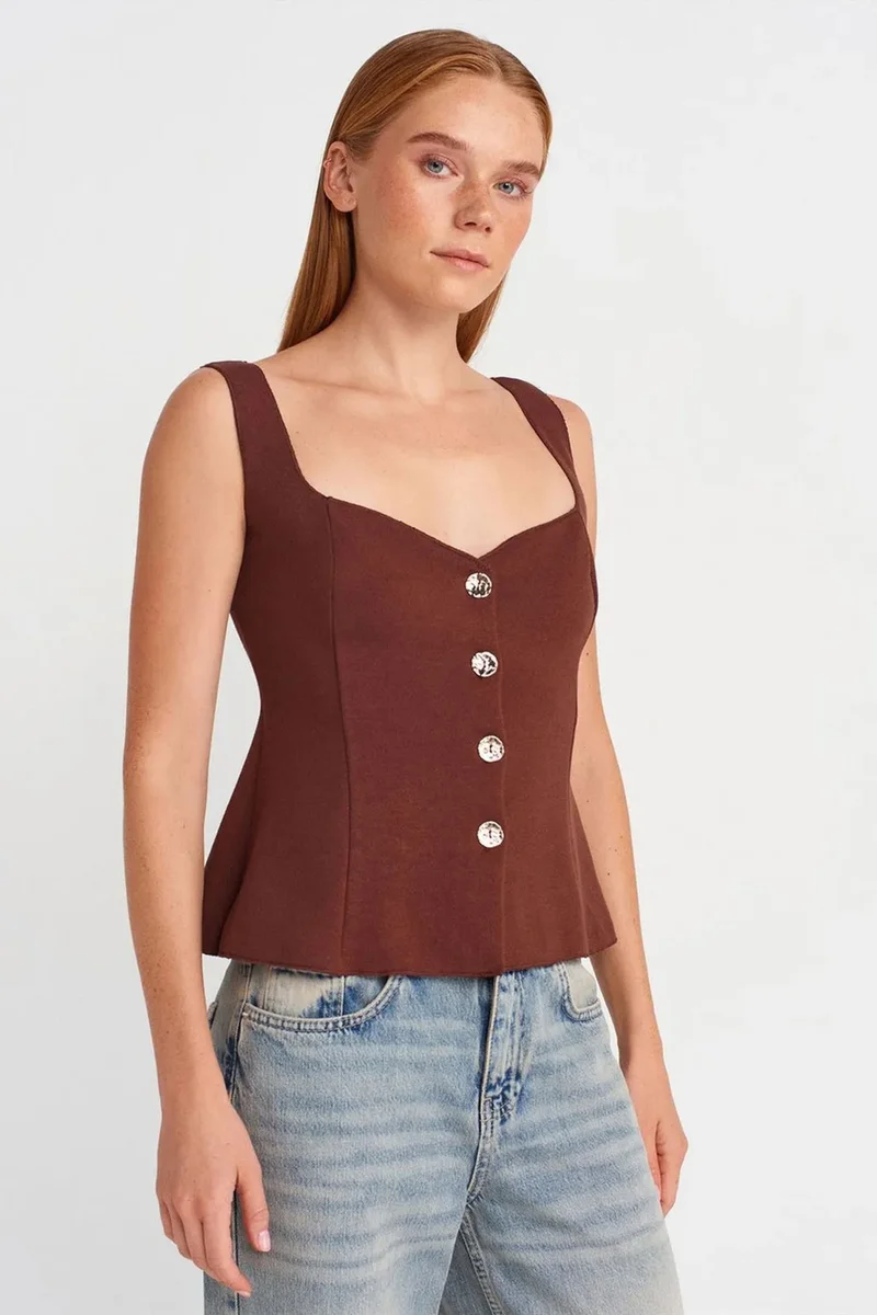 DILVIN Fitted Sleeveless Peplum Blouse