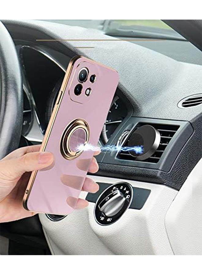 erorex Case For Xiaomi Mi 11 Lite 5G Slim Fit Rotating Ring Stand Luxurious Gold Metal Color Silicone Soft Tpu Cover Shockproof Protection Mi 11 Lite 5G Black - Image 4