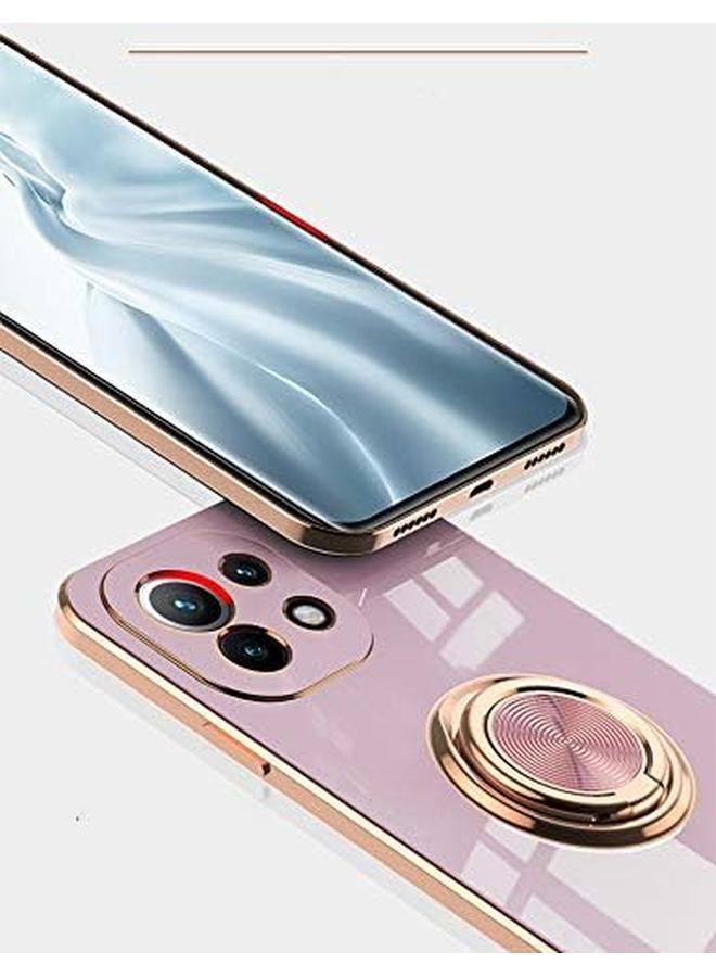 erorex Case For Xiaomi Mi 11 Lite 5G Slim Fit Rotating Ring Stand Luxurious Gold Metal Color Silicone Soft Tpu Cover Shockproof Protection Mi 11 Lite 5G Black - Image 2