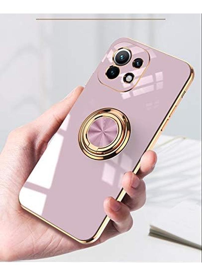 erorex Case For Xiaomi Mi 11 Lite 5G Slim Fit Rotating Ring Stand Luxurious Gold Metal Color Silicone Soft Tpu Cover Shockproof Protection Mi 11 Lite 5G Black - Image 3