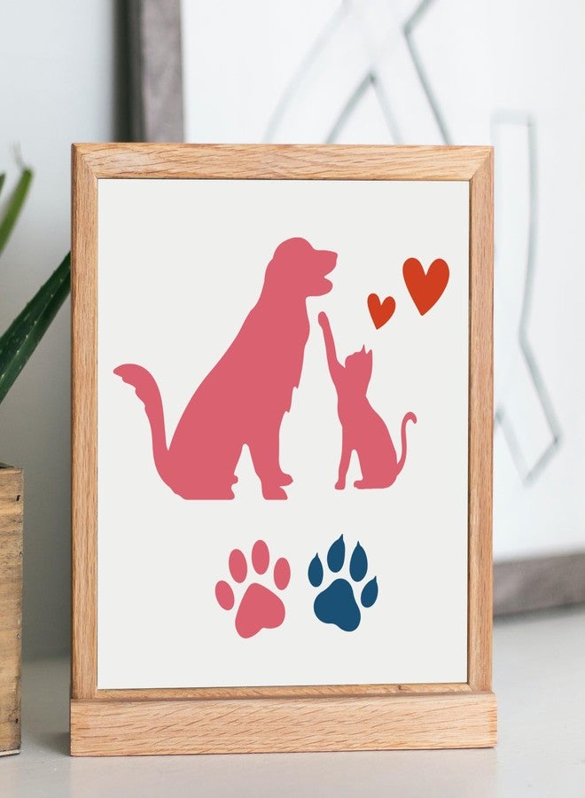 MAYJOYDIY 2pcs Cat Dog Stencils 11.8×11.8inch Love Pet Animal Stencil with Paint Brush Reusable Dog Paw Print Bone Dog Bowl Template for DIY Craft Canvas Wall Wood Home Decor - Image 2