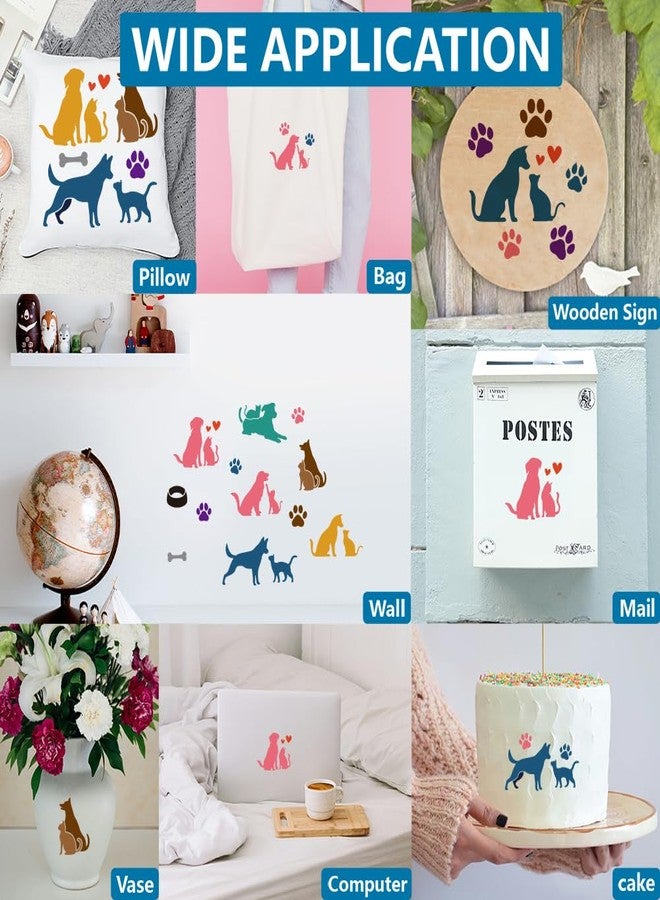 MAYJOYDIY 2pcs Cat Dog Stencils 11.8×11.8inch Love Pet Animal Stencil with Paint Brush Reusable Dog Paw Print Bone Dog Bowl Template for DIY Craft Canvas Wall Wood Home Decor - Image 5