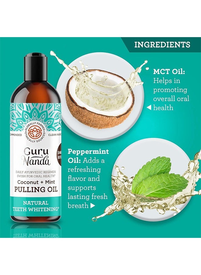 GuruNanda - GuruNanda Oil Pulling 8 Fl.Oz with Coconut & Peppermint Oil with Tongue Scraper Inside the Box - Natural, Alcohol Free Mouthwash Fresh Breath, Teeth Whitening and Healthier Teeth & Gums - Image 1